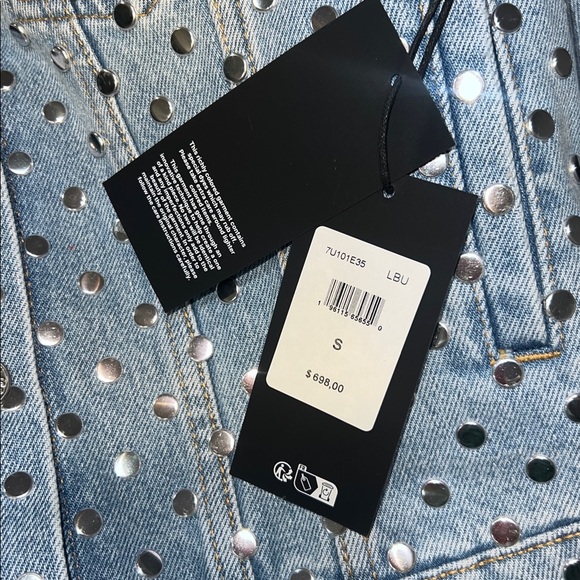 7 FOR ALL MANKIND Denim Studded Trucker Jacket size small $698 NWT - Picture 7 of 8